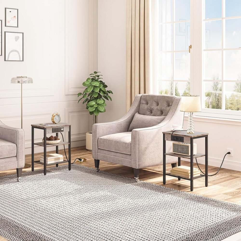 Set of 2 End Tables with Charging Station - Image 3